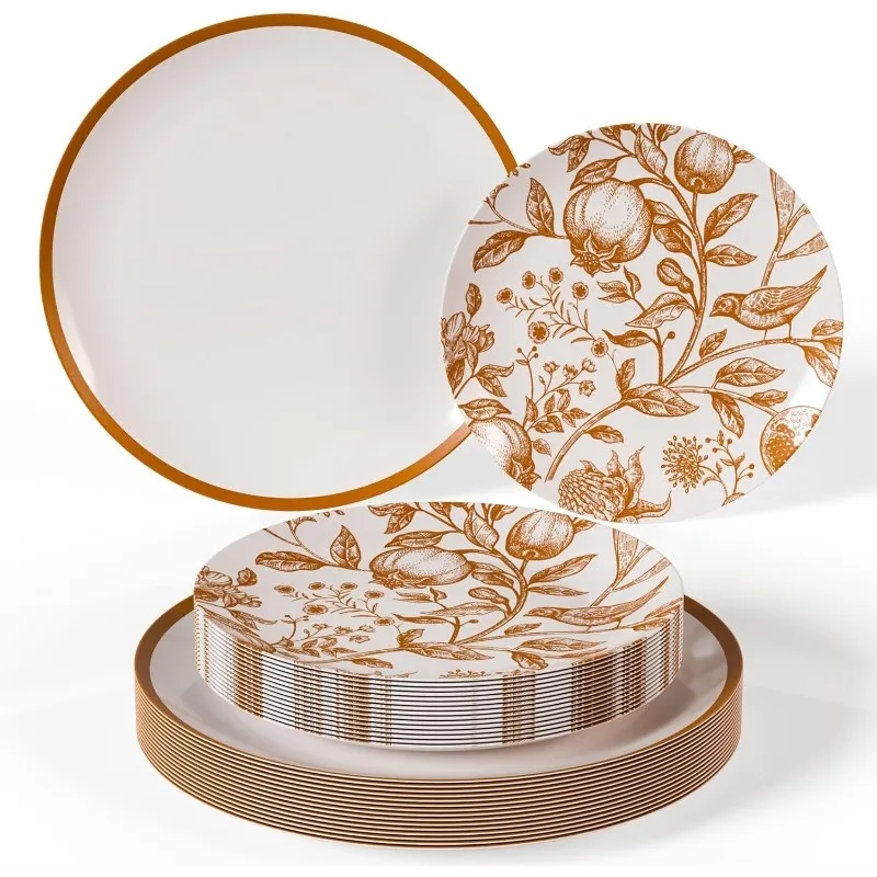 

40 Piece Plastic Disposable Plates Set For 20 Guests I 20 X 8 Inch Dessert Plates & 20 X 10 Inch Disposable Plastic Plates