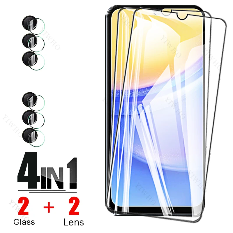 4in1 Protection Glass for Samsung Galaxy A15 5G A 15 SM-A156B Screen Protectors Tempered Glass Fingerprint Unlock Camera Lens HD