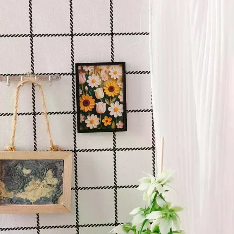 3Pcs 인형 집 미니어처 액자 벽화 1:12 스케일 미니 공예 그림 놀이 집 장식품 어린이 장난감