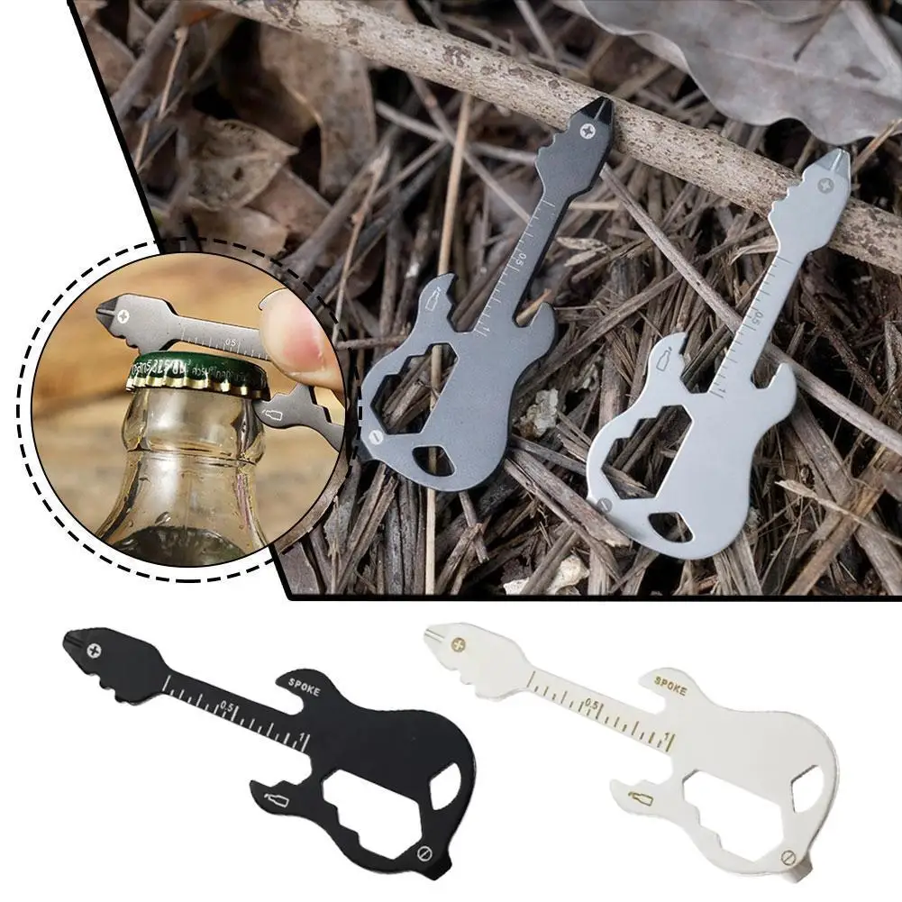 Stainless Steel Multi Tool Keychain Pocket Size Bottle Opener Screwdriver Wrench Ruler Tactical Gear Gadget Gift Organizer
