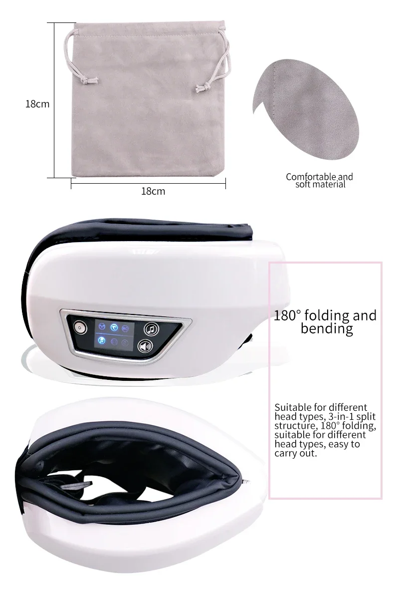 Smart Foldable Eye Massager Rechargeable Bluetooth Eye Mask Vibration Massage Relieve Fatigue Portable Eye Relax Care Device