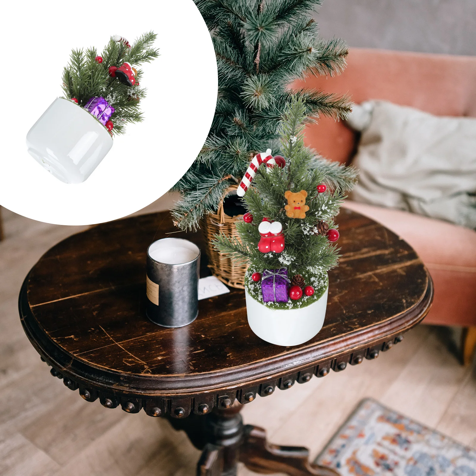 

Christmas Potted Decor Xmas Artificial Adornment Festive Simulated Plant For Living Room Garden Party Xmas Scene Ornament Fake