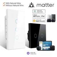 Matter WiFi interruptor inteligente 1/2/3/4 Gang US interruptor de luz de pared inteligente con cable neutro trabajo requerido con Apple Homekit Google Siri