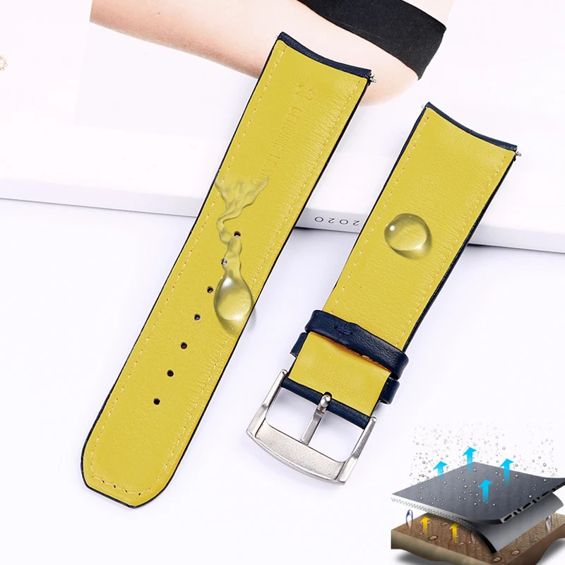 22mm 23mm Genuine Leather Watchband For CITIZEN Blue Angel Men Radio Wave Watch AT8020-54L/8020-03L/JY8078 curved end Strap