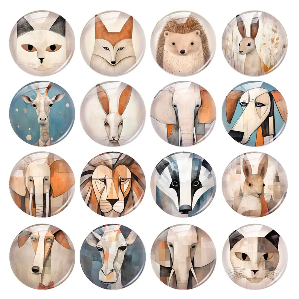 

Random Mixed Round/Oval/Square Geometric Style Cartoon Animals Photo Glass Cabochon Flatback Demo Cameo For Diy Jewelry Making