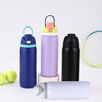 Insulated Water Bottle with Straw 24oz 32oz Wide Mouth Metal Leakproof Bpa Free Large Thermo Mug for hot and Cold Drinks