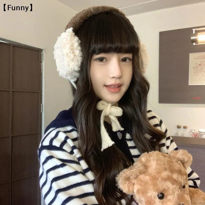 

wadaFunny │Thiened Наушники из меха ягненка Теплая зимняя защита от холода Осень и зима Наушники сохраняют тепло для девочек