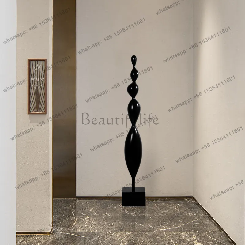 Entrance Abstract Artwork Solid Wood Sculpture Floor-to-Floor Ornament Window Soft Decoration