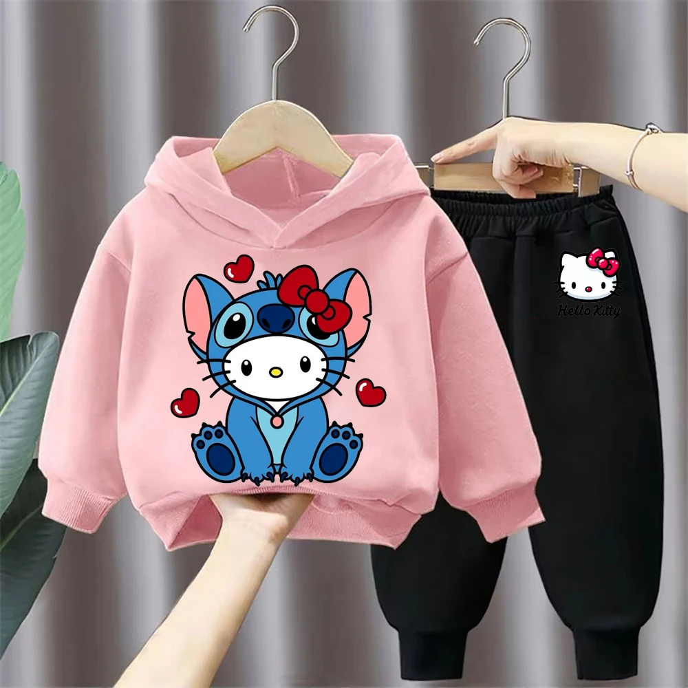 

2025 Cartoon Stitch New Long Sleeve Fashion for Kids with Unique Design Spring Autumn Versatile Style Kawaii Sweatshirt Set