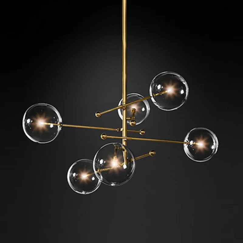 Glass bubble chandelier for living room kitchen Black Gold Chandelier RH Loft Rustic Industrial chandelier lighting