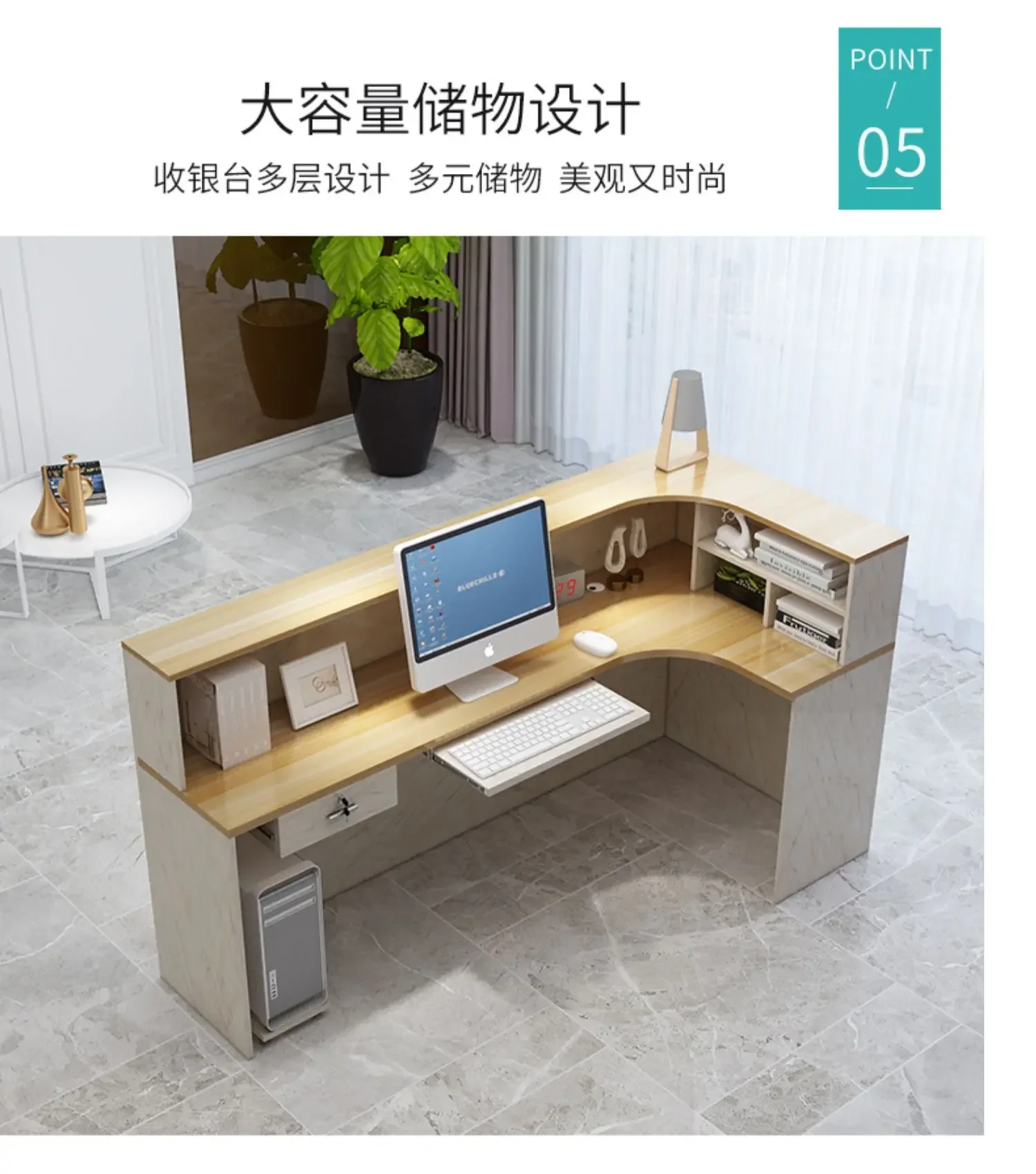 HHShop Small Counter Front Desk Beauty Salon Clothing Store Corner Reception Desk