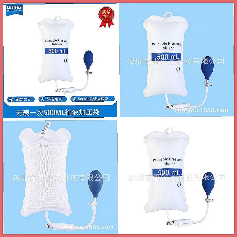 Medicals Infusion Pressure Bag, Disposable Pressure Infusion Bag for IV Therapy, Fast Fluid Delivery