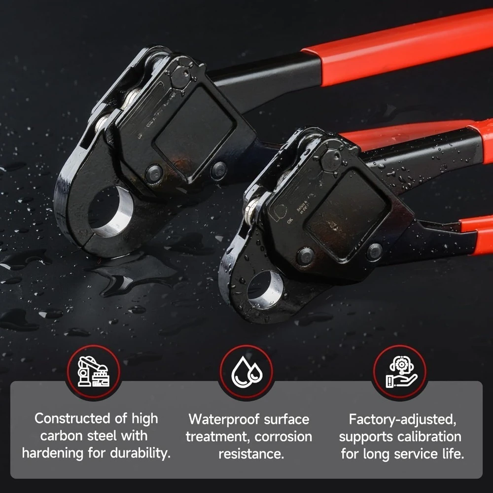 أداة تجعيد الأنابيب F1807 PEX لرأس الزاوية لحلقات النحاس، مجموعة 2 مقاس 1/2 و3/4 بوصة مع قاطع، مناسبة للمساحات الضيقة - تخفيضات كبيرة #2