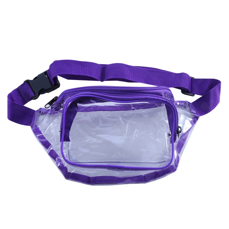 Women Pvc Waist Belt Bag Fanny Pack Hip Bum Bag Clear Transparent Chest Pouch Bag Beach Travel Banana Hip Zipper Running Bag