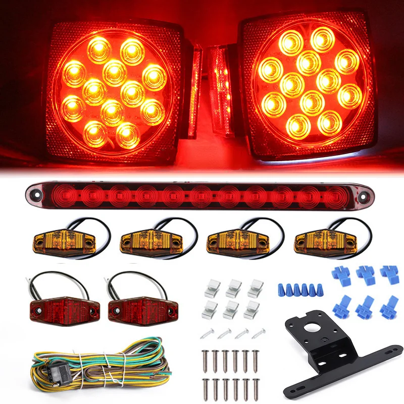 

Подсветка для лодочного прицепа, 12 В, стандартный погружной комплект, подсветка для прицепа, подсветка для прицепа, Красный Янтарный подсветка прицепа, габаритные огни, 3-й тормоз