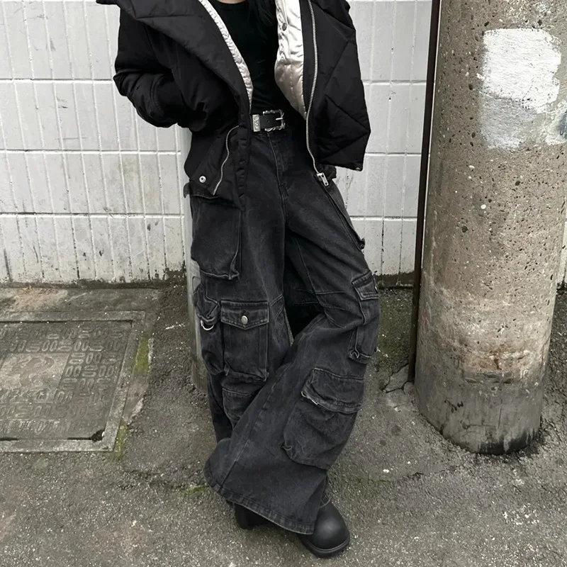 جينز البضائع الرجالي 2026 ربيع متعدد الجيوب جينز مرقع تصميم متخصص عصري غير رسمي متوهج سروال دينم البضائع #5