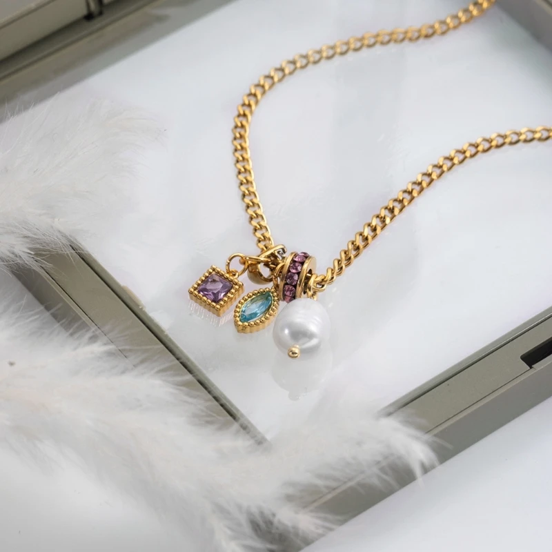 Multi Functional Zircon Circle Necklace Length Adjustment Neckchain Suitable For Layering Or Single Wear In Any Setting