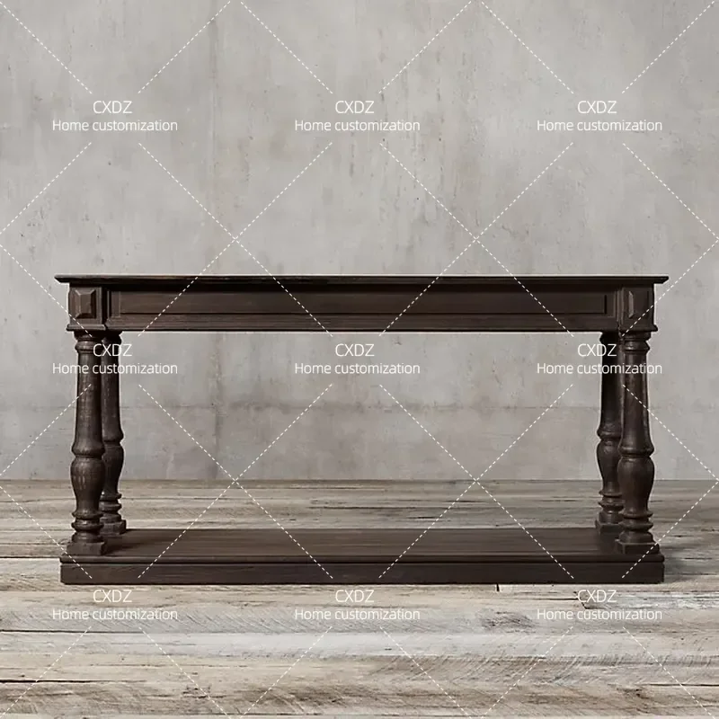American Neoclassical Solid Wood Side Table Modern Wall Mounted Console Table for Living Room Sofa End Table Entryway Decor