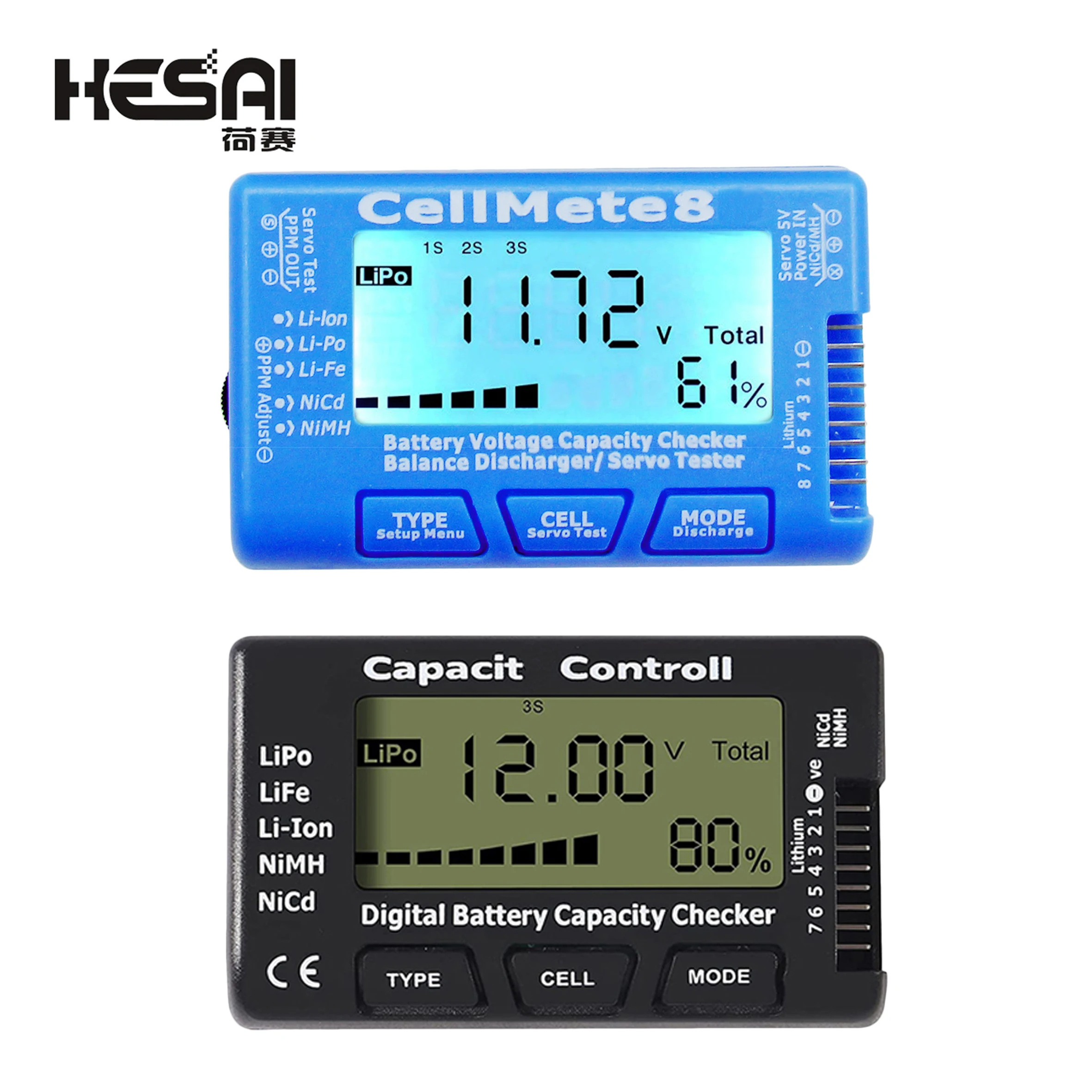 Digital Battery Capacidade Verificador Lipo Life Li-ion Nicd Nimh Battery Voltage Tester Verificando Cellmeter8 rc Cellmeter8 Cellmeter7