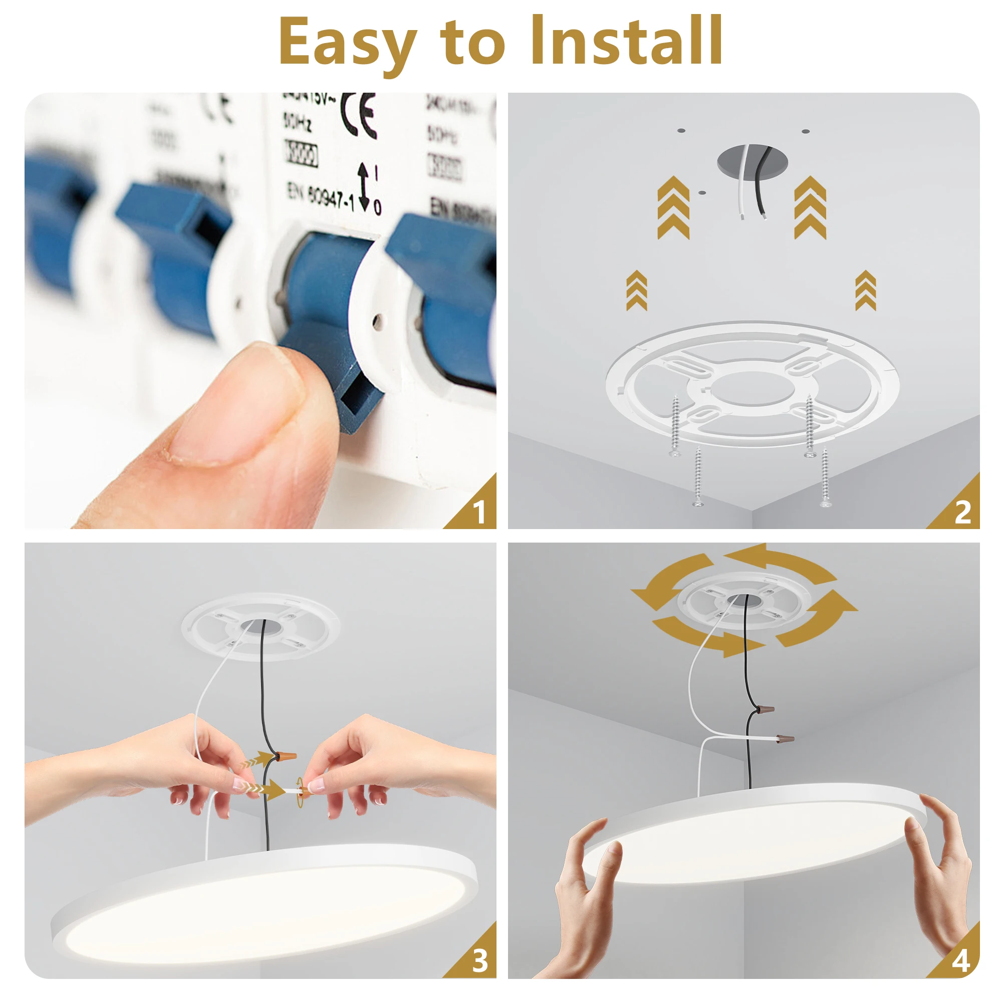 6PK 12 Inch LED Flush Mount Ceiling Light, 24W, 2880LM, 2700K-6500K 5 CCT Selectable Super Slim Low Profile Ceiling Light