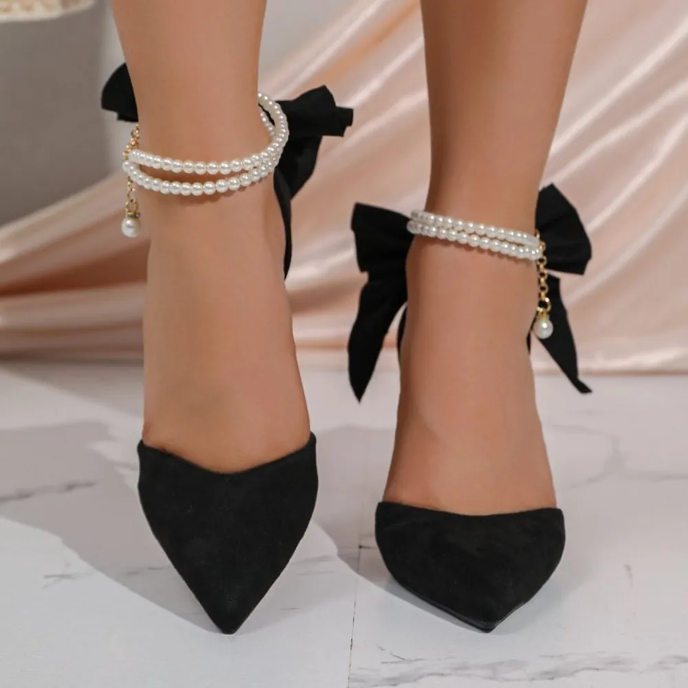 Women's Pumps Thin Heel Wedding Shoes 2026 Red Butterfly Shallow High Heels Buckle Strap Sandals Elegant Pointed Toe Women Shoes