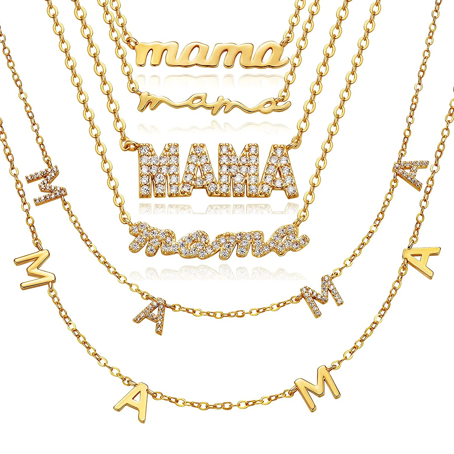 CARLIDANA Mother's Day Gift Hot Sale Letter MAMA Necklace for Mom Stainless Steel Gold Color Necklace Jewelry Women Anniversary