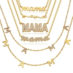 CARLIDANA Mother's Day Gift Hot Sale Letter MAMA Necklace for Mom Stainless Steel Gold Color Necklace Jewelry Women Anniversary
