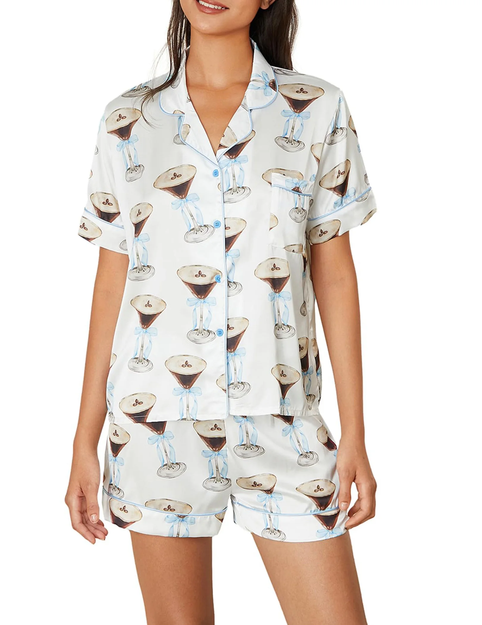 Cowboys Boot Pyjama Y2k 2-delige hartboog Preppy Pjs Coquette shirts met korte mouwen Bijpassende Pj korte set voor dames