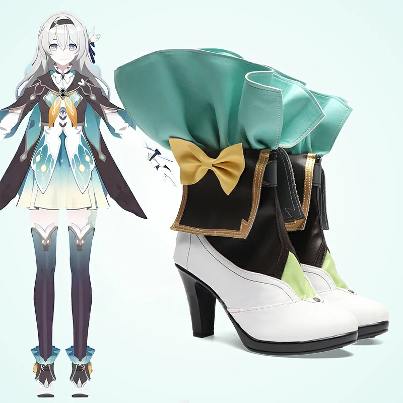 Star Rail cos Firefly Custom cosplay shoes Lake green collar White High Heel delicate Accessory Shoes