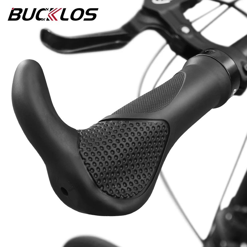 BUCKLOS Ergonomics Bike Grips Rubber Bike Handlebar Grips Lockable Bicycle Handles Shock-absorbption MTB Cuffs with Extended Bar