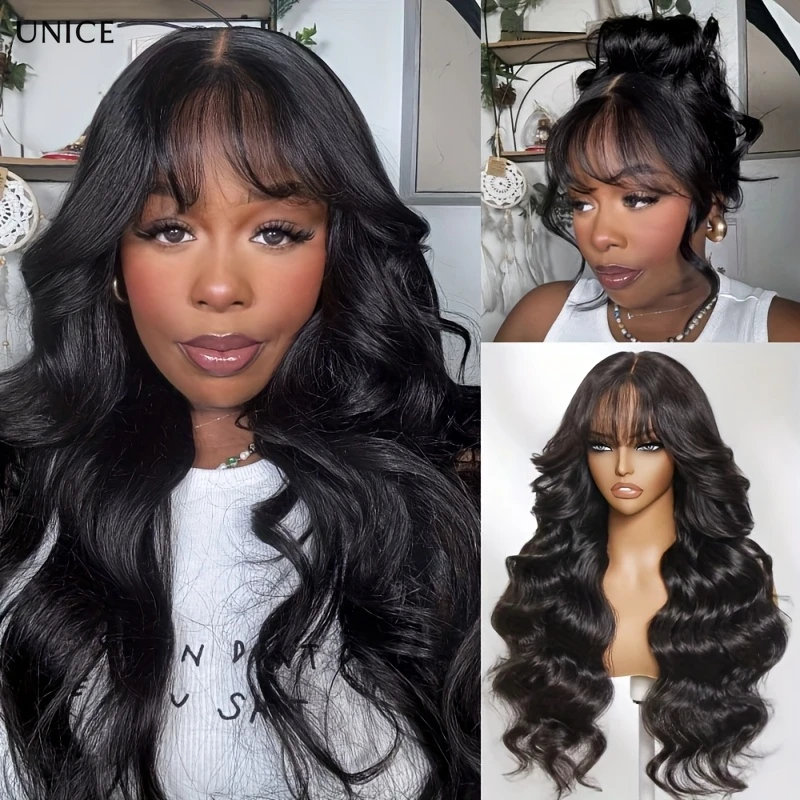 Unice 7x5 Bye Bye Knots شعر مستعار ثلاثية الأبعاد رقيق الجسم موجة الدانتيل الباروكة الأمامية قبل قطع شعر مستعار مبيض مسبقًا مع الانفجارات وضع وانطلق على الشعر البشري