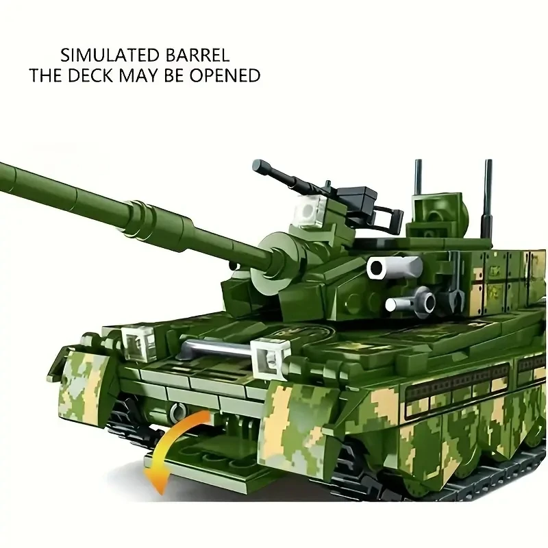 580+pcs Military Tank Model Building Blocks Set Type 99 Main Battle Tanks Truck With Soldiers Figures Toys For Kids