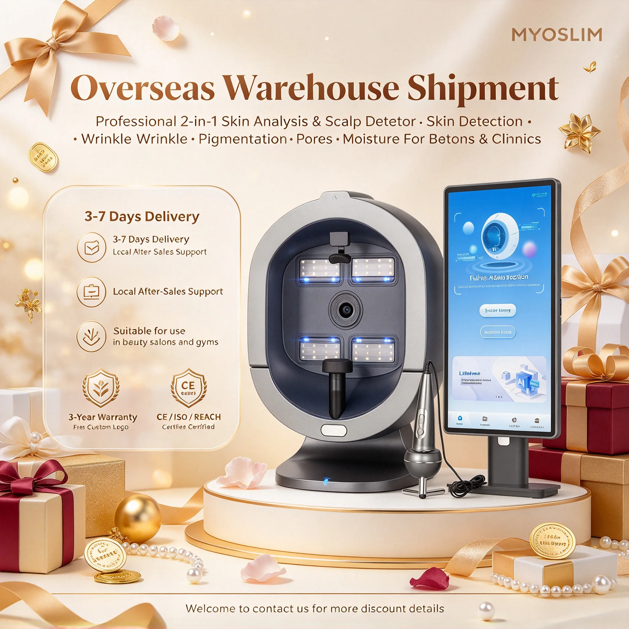 3D Magic Ai Facial Testing X5 ProMirror Wood Lamp Acne Scanner Skin Detector Skin Analyzer Facial Tester Facial Analyzer Machine