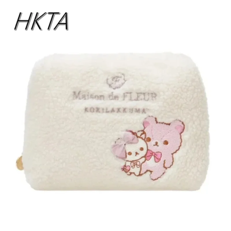 

DY20Japanese Весна Лето Новый Милый Мультфильм Легкий Медведь Сетчатый Лук Плюшевая Портативная Косметичка Атласная Сумка На Плечо Макияж Туалетные Принадлежности Ba