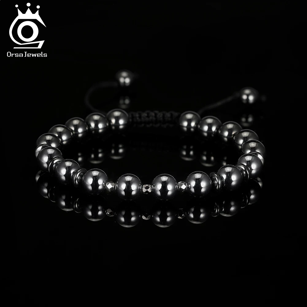 ORSA JEWELS Round Natural Stone Beaded Bracelets for Women Healing Crystal Bracelets Jewelry Enhance Positive Energy GMB76