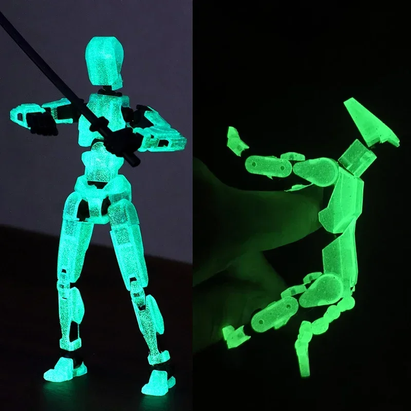 DIY Luminous T13 Multi-Jointed Movable Shapeshift Robot 3D Printed Mannequin Lucky robot and dog Action Figures Toys kids Gifts