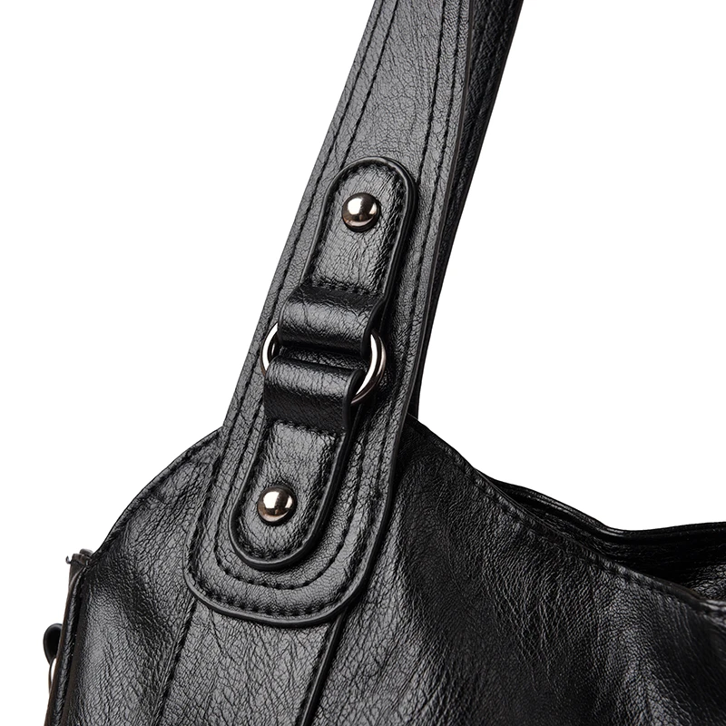 Damen Vintage PU-Leder Handtasche mit mehreren Reißverschlusstaschen, modische Schulter- und Umhängetasche für Arbeit, Alltag und Reisen – Detail 24