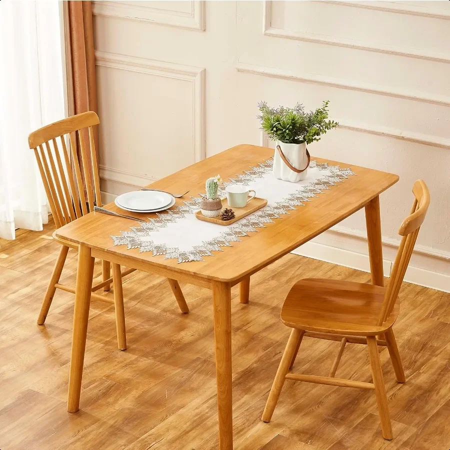 Runner da tavolo in lino naturale da 72 pollici, tonalità neutre della terra, pizzo beige, runner da tavolino artigianali, sciarpa drer per la primavera dell'est