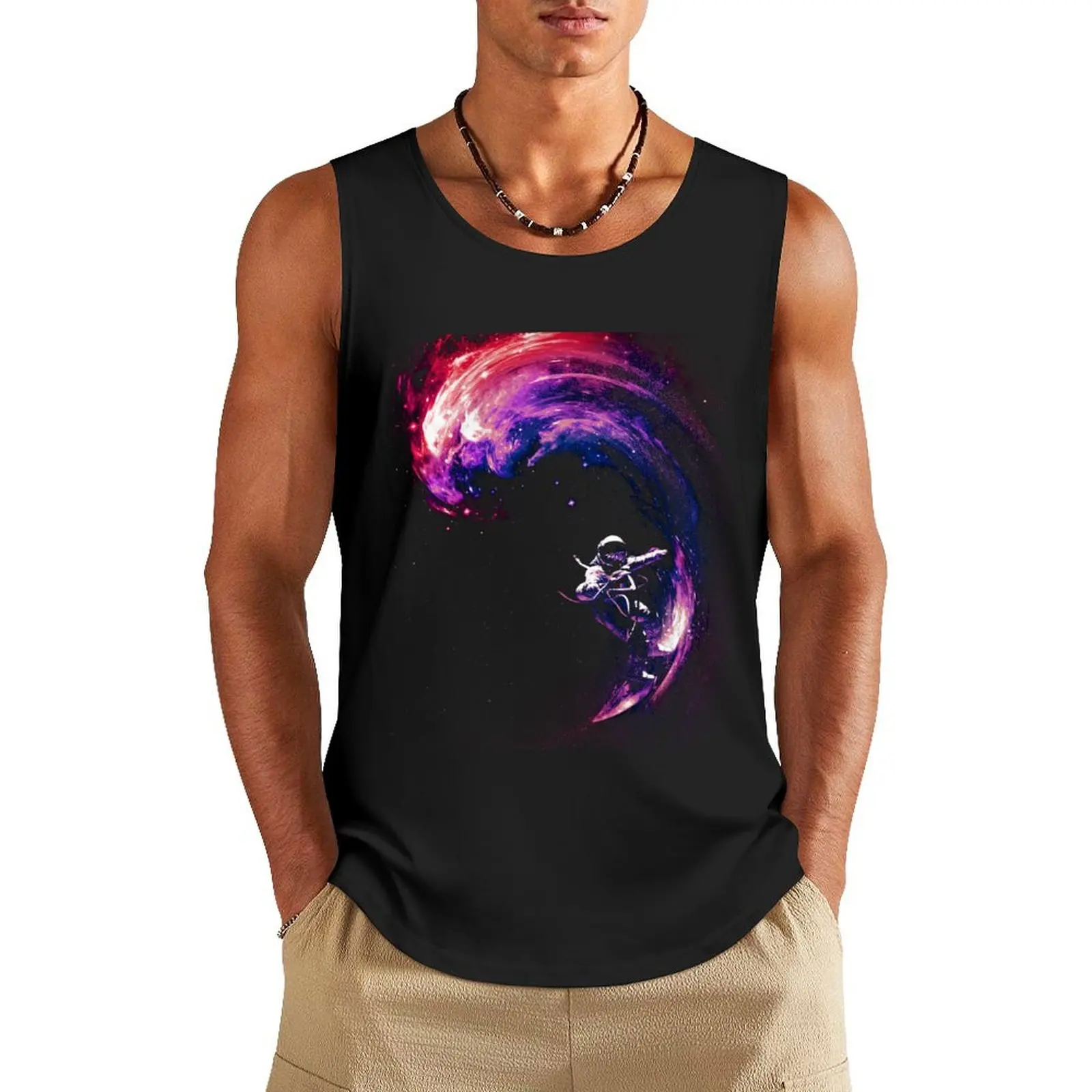Space Surfing II Tank Top mens gym clothes anime gym Sports shirt man summer