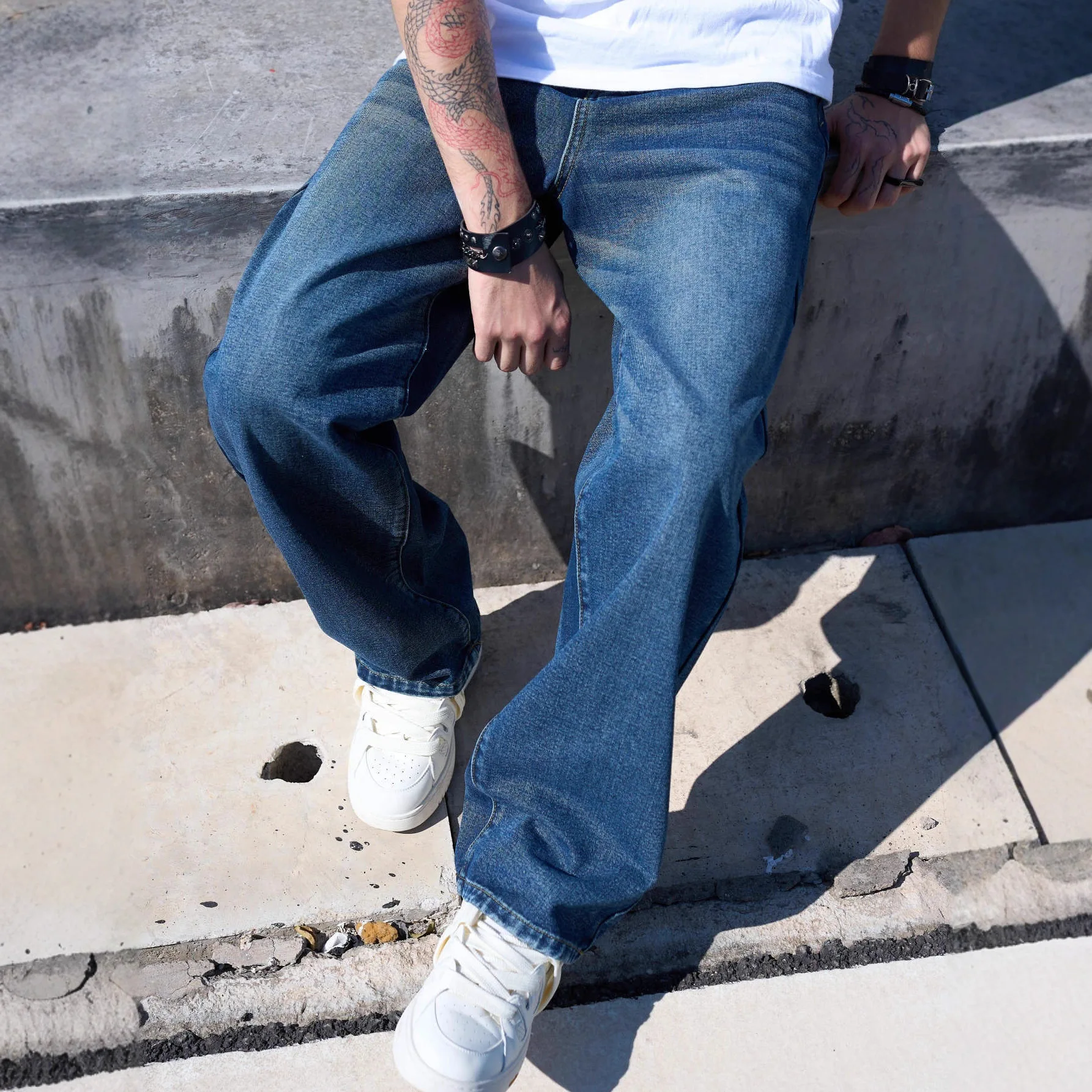 Retro Washed Harlan Jeans Men's Autumn And Winter New Trendy Brand Loose Straight Casual Wide-leg Trousers
