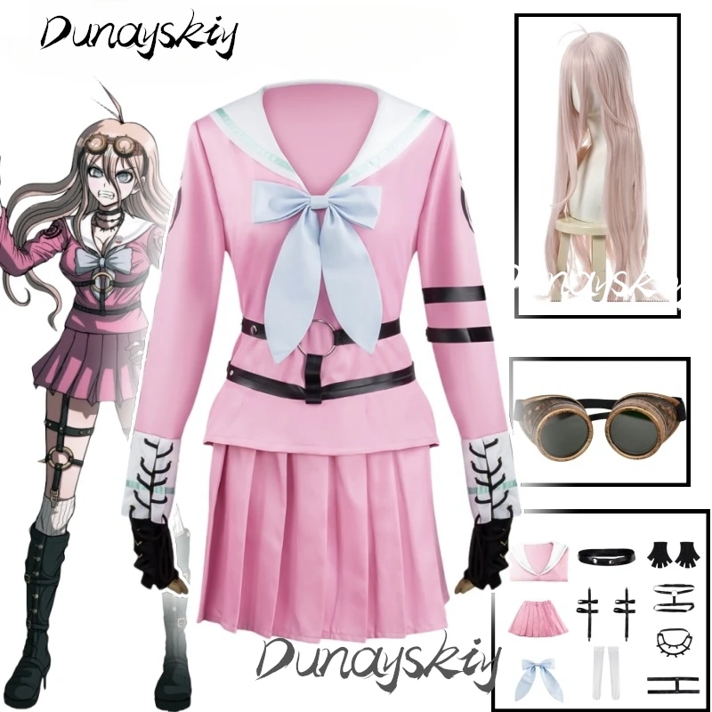 Miu Iruma Cosplay Costume with Wig Glasses Outfit Role Play Clothes Hair Prop For Christmas Halloween Customized