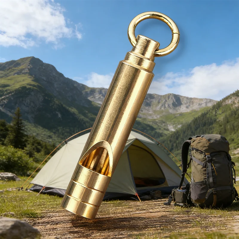 

Portable Keychain Brass Survival Whistle Multifunctional Emergency Safety Whistle Outdoor Tool For Camping Hiking Adventure