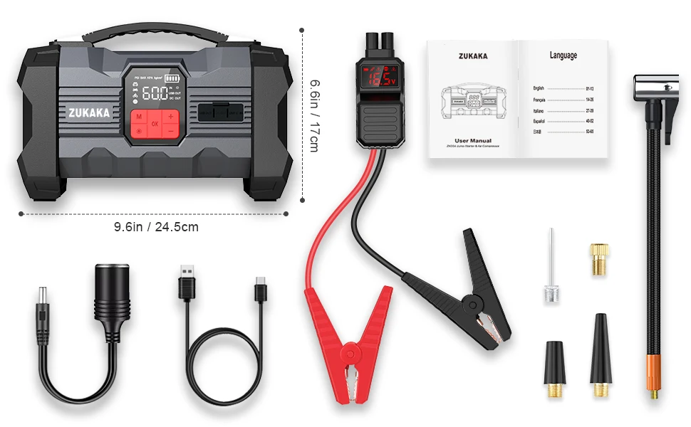 Nowy przenośny wielofunkcyjny najlepszy rozrusznik akumulatora samochodowego 12 V z pompką sprężarki powietrza Inflator opon Power Bank Station Pack