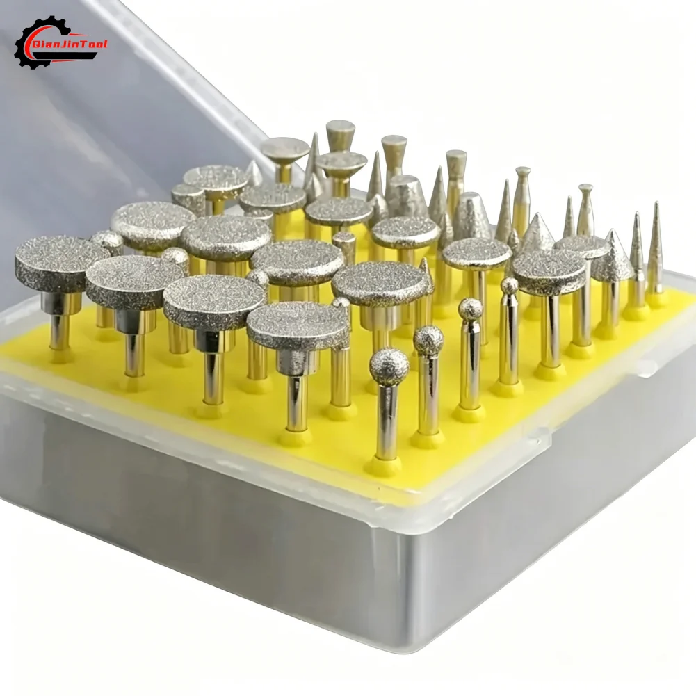 

50Pcs Diamond Grinding Head Burrs Grinding Set Dremel Rotary Tool Polishing Carving DIY Jewelry Glass Gemstone Jade Marble Rock