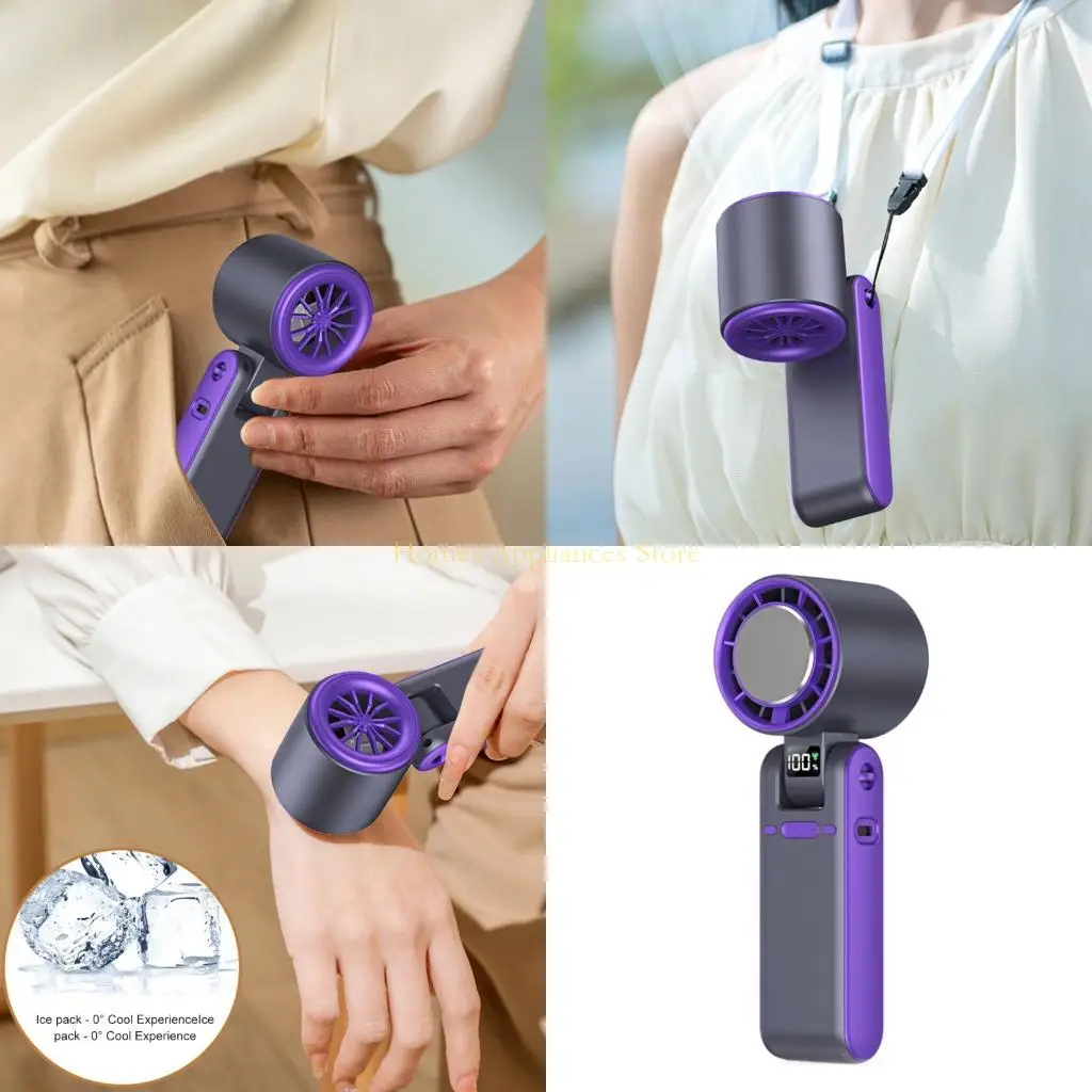 

D0AB Portable Adjustable Cooling Fan LED Display Fan Convenient Small USB Travel Fan