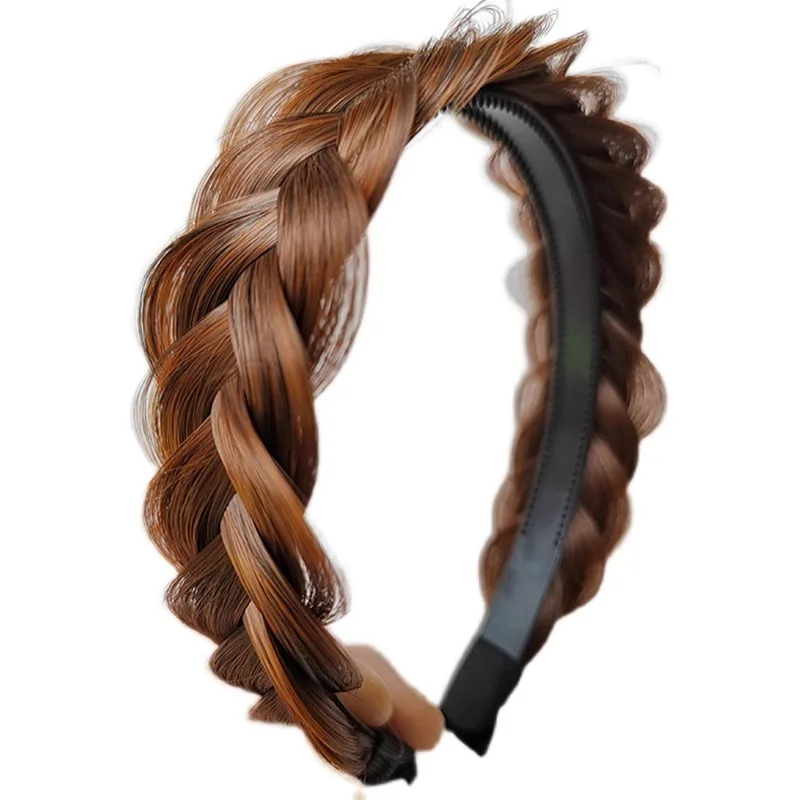 Bohemian braided headband classic wide braided adjustable elastic band synthetic wig headband women's braided beauty accessories