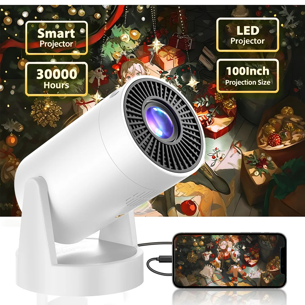 Portable Mini Projector Support 4K Video Playback HD Features Quick Focus For Family Gatherings Office Smart Home Projector