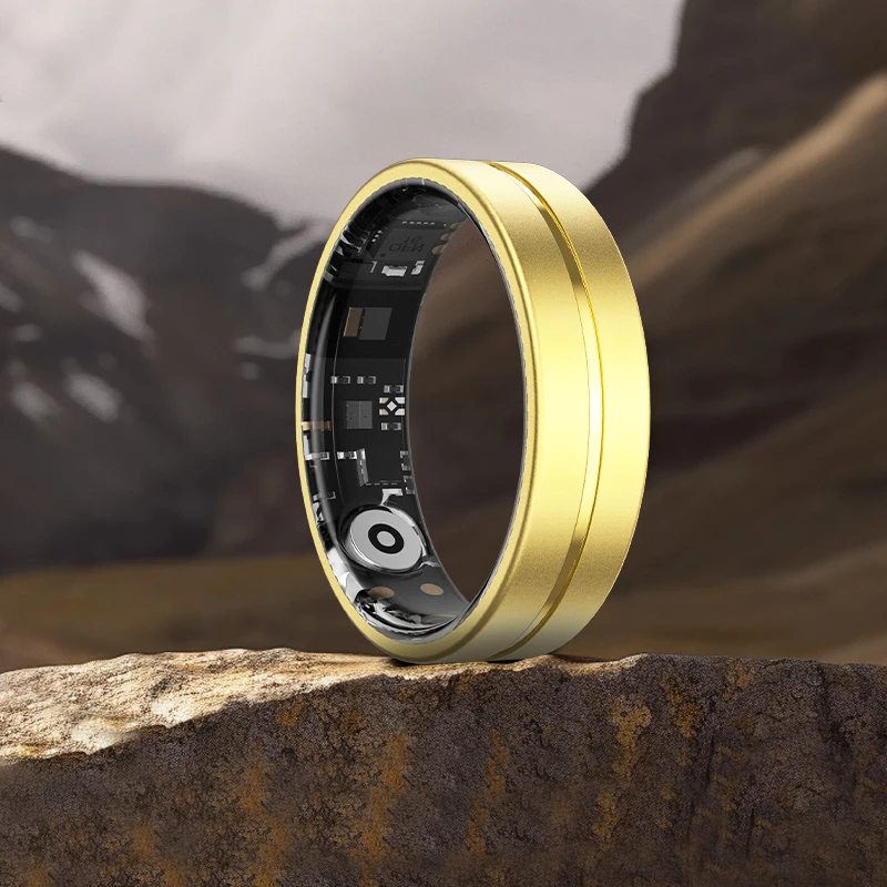 خاتم ذكي ذهبي رائع قابل للتخصيص OEM/ODM ممارسة صحية مستشعر معدل ضربات القلب خواتم ذكية للنساء IP68 مقاوم للماء بلوتوث 5.1