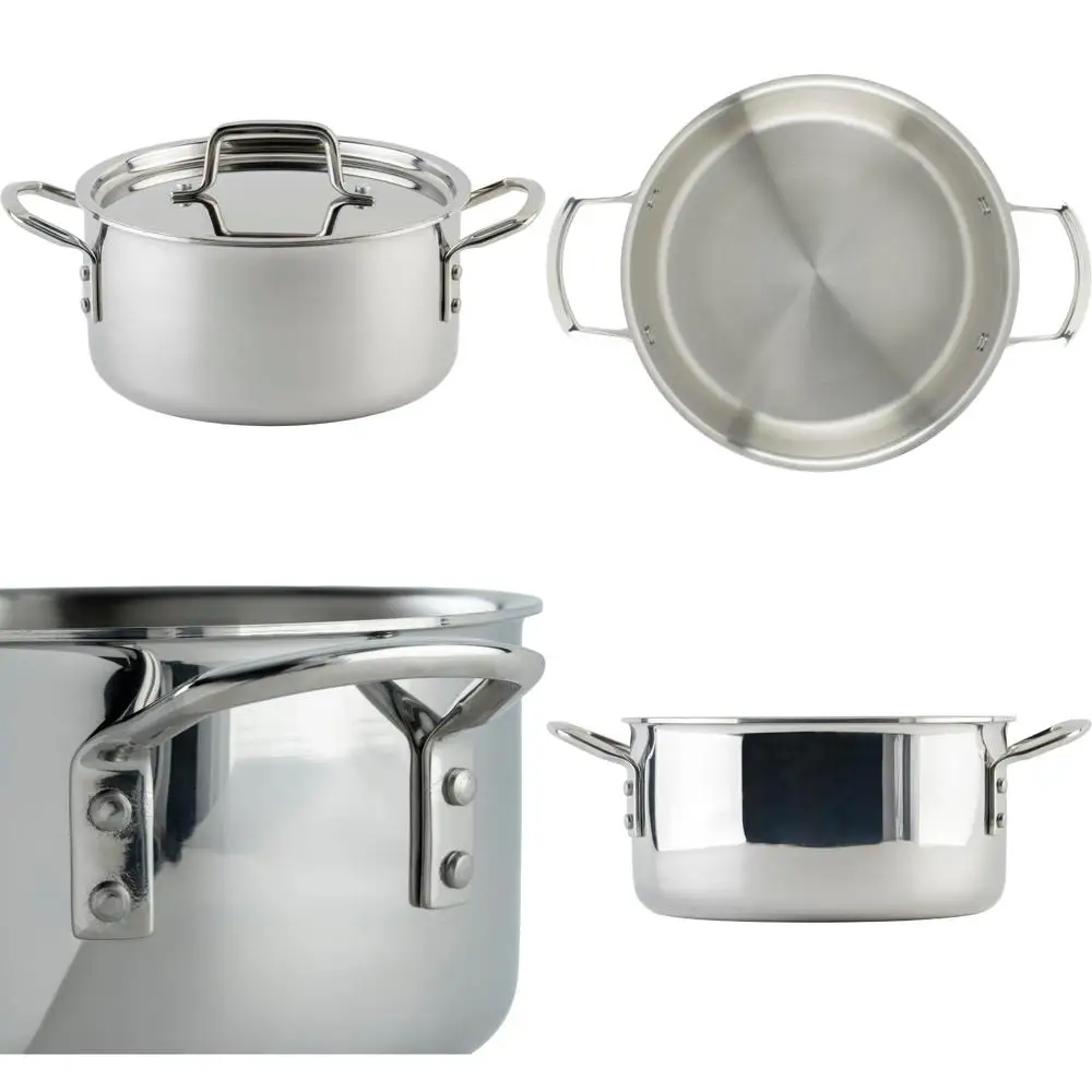 

Stainless Steel Triple Layer Stock Pot, Large Capacity Cooking Pot with Silver Finish, Ideal for Stews and Soups