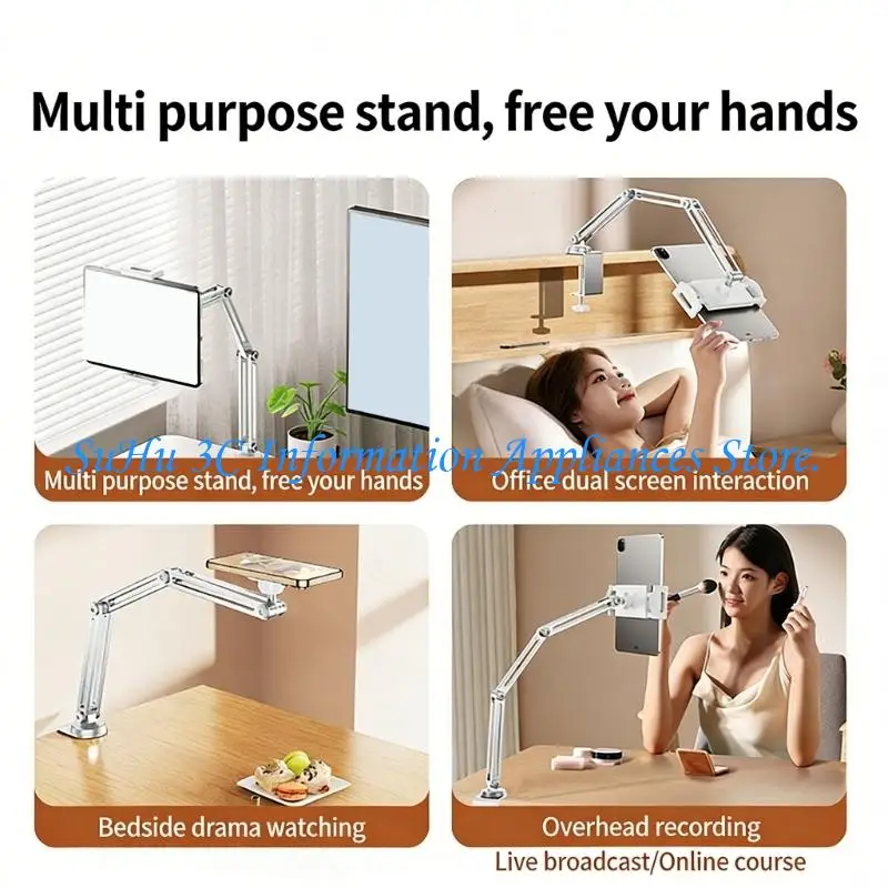  Foldable Heights Adjustable 4 Axises Rotatable Stand For 4 to 13inch Tablets Phone